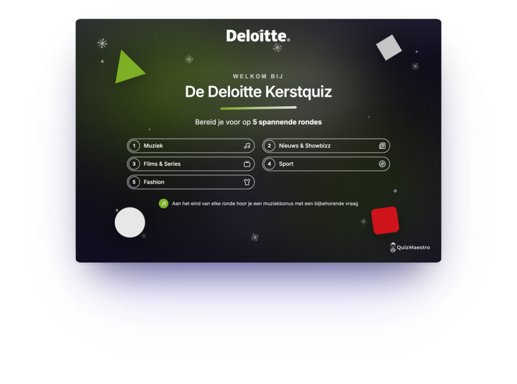 Voorbeeldontwerp: welkomstslide met de rondes in de huisstijl van Deloitte