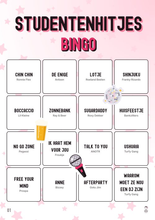 Studentenhitjes Bingo 