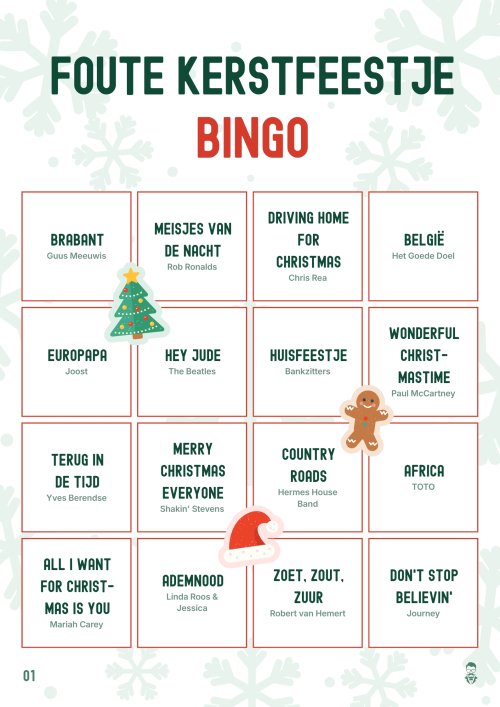 Foute Kerstfeestje Bingo